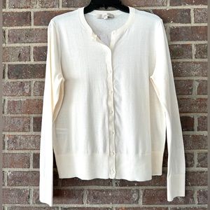 Loft Women’s Button Up Sweater Cream Size Large NWT